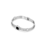 Bracelete Roman com Pedra de Onix Prata