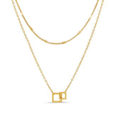 Colar com Pingente Quadrado Banhado Ouro 18K