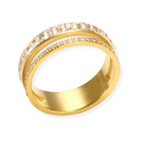 Anel Verona Dupla Camada Cravejado Banhado Em Ouro 18k