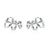 Brinco Triplo Argolinhas com Zircônia - Prata 925