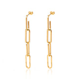Brincos Dourados de Corrente Banhado a ouro 18k