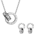 Conjunto Colar e Brincos Romanos com Zircônia