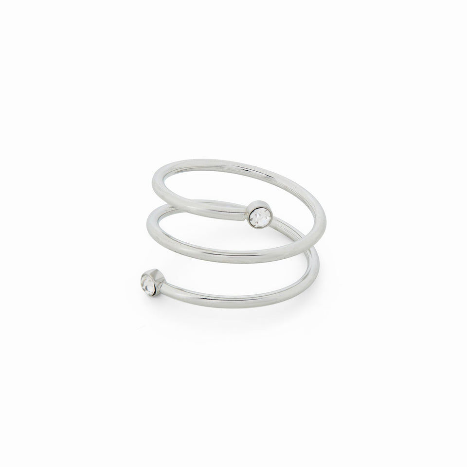 Anel Espiral com Zircônia Prata