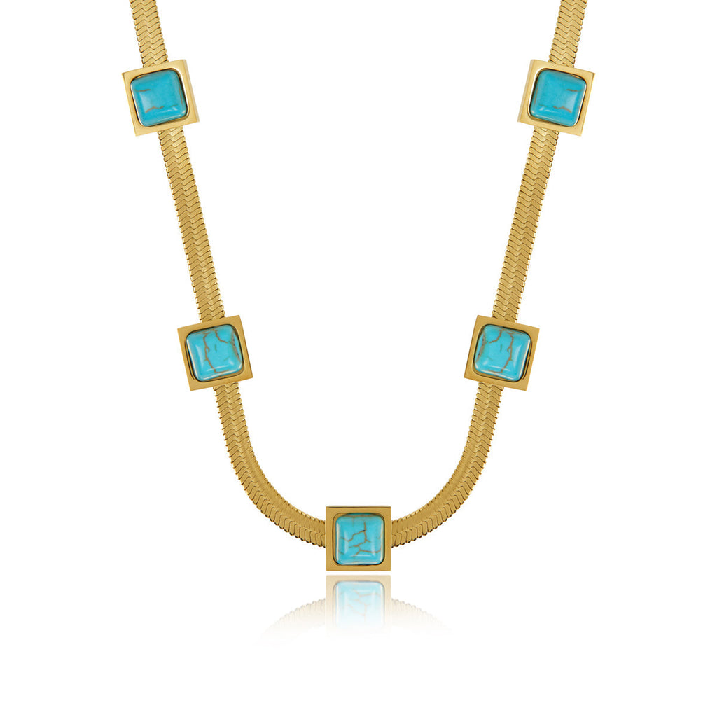 Colar com Pedras Naturais Banhado a Ouro 18K
