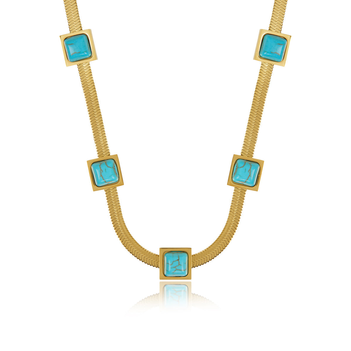 Colar com Pedras Naturais Banhado a Ouro 18K
