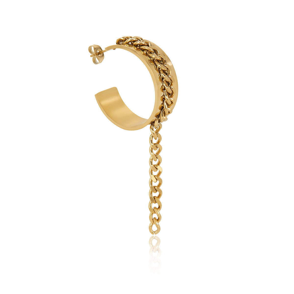 Brinco Argola em Pingente de Corrente Banhado a Ouro 18k