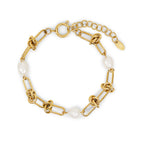 Pulseira Nó com Pérolas Banhado a Ouro 18k