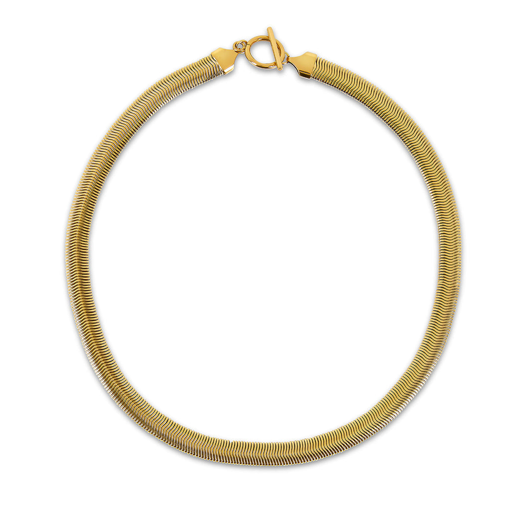 Colar Textura de Cobra Banhado a Ouro 18K