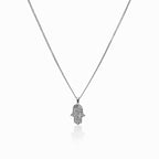 Colar Pingente Mão Hamsa Prata
