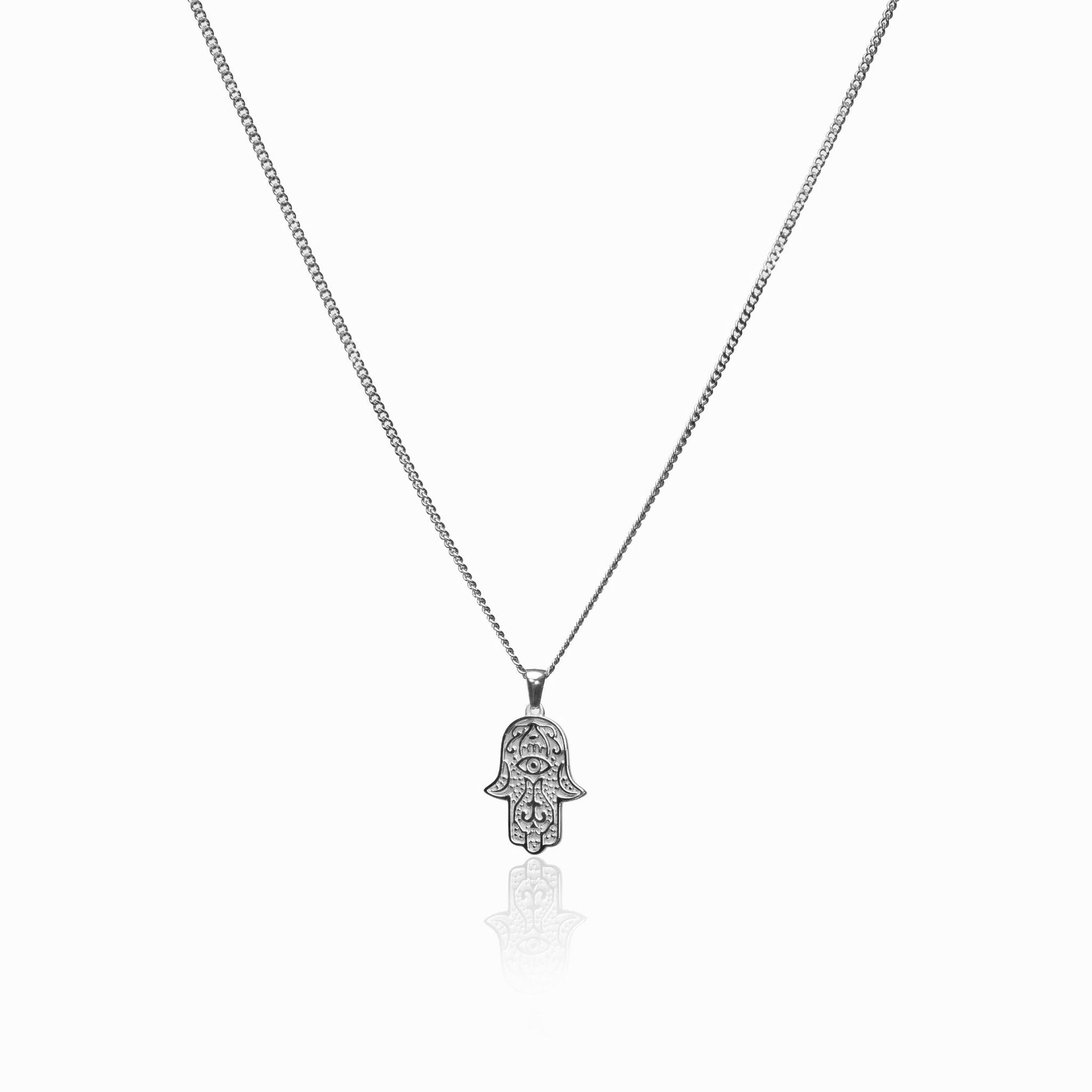 Colar Pingente Mão Hamsa Prata