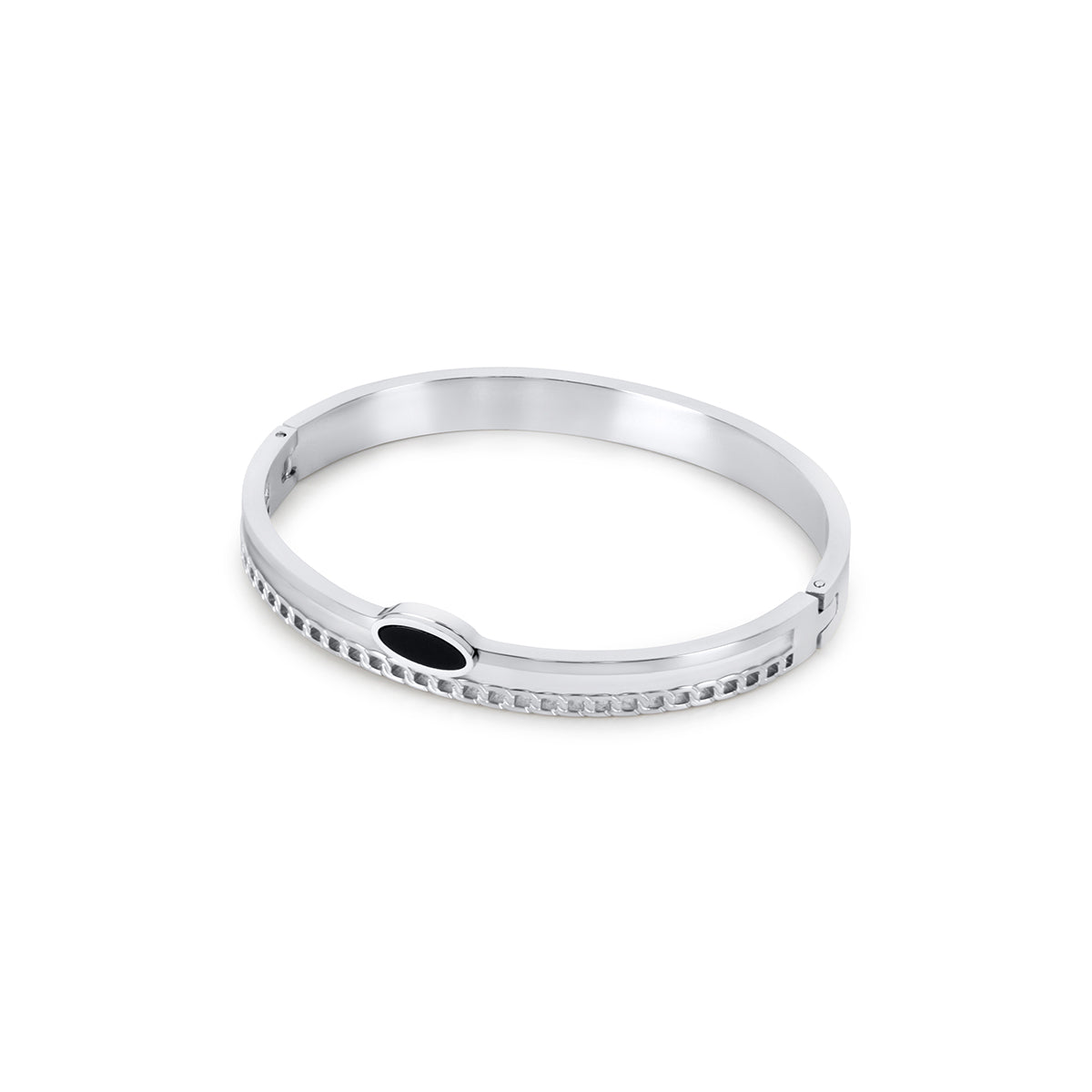 Bracelete Dupla Camada com Pedra de Onix Prata