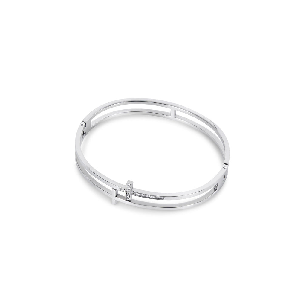 Bracelete Cruz Cravejado com Zircônia Prata