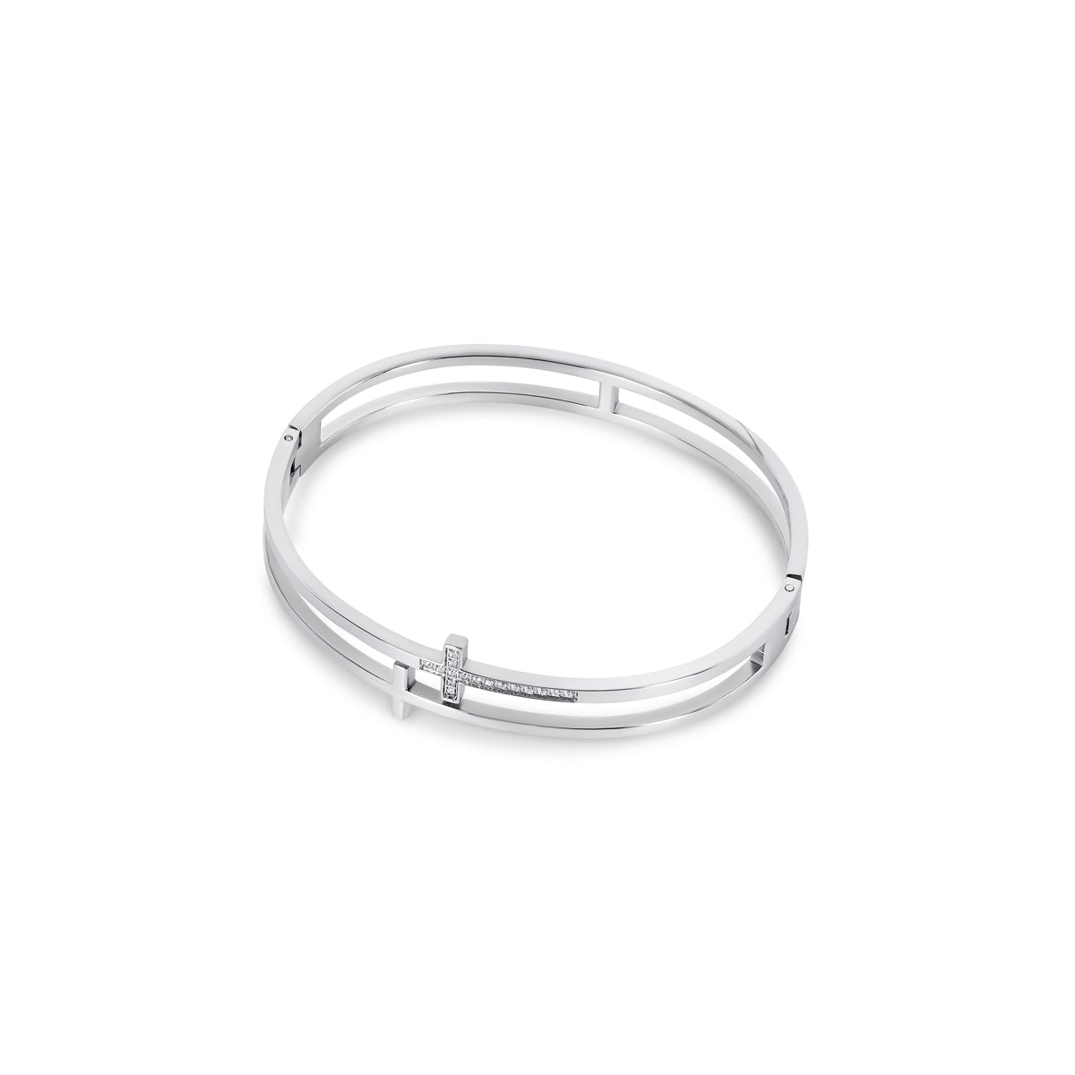 Bracelete Cruz Cravejado com Zircônia Prata
