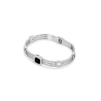 Bracelete Roman com Pedra de Onix Prata