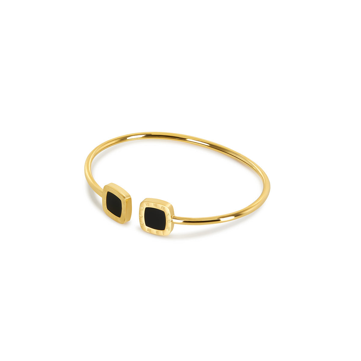 Bracelete Pedra de Onix Quadrada Banhado a Ouro 18k