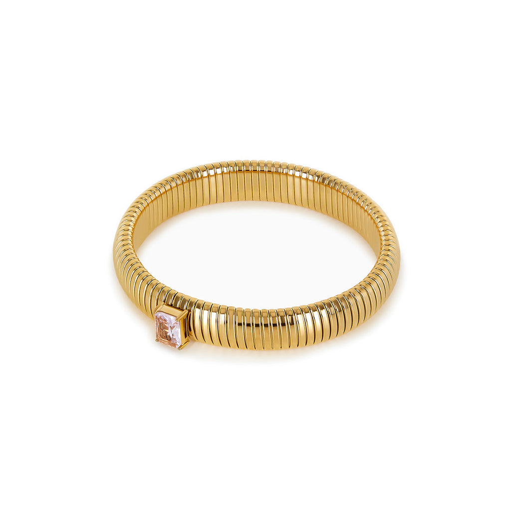 Bracelete Texturizado com Pedra Rose