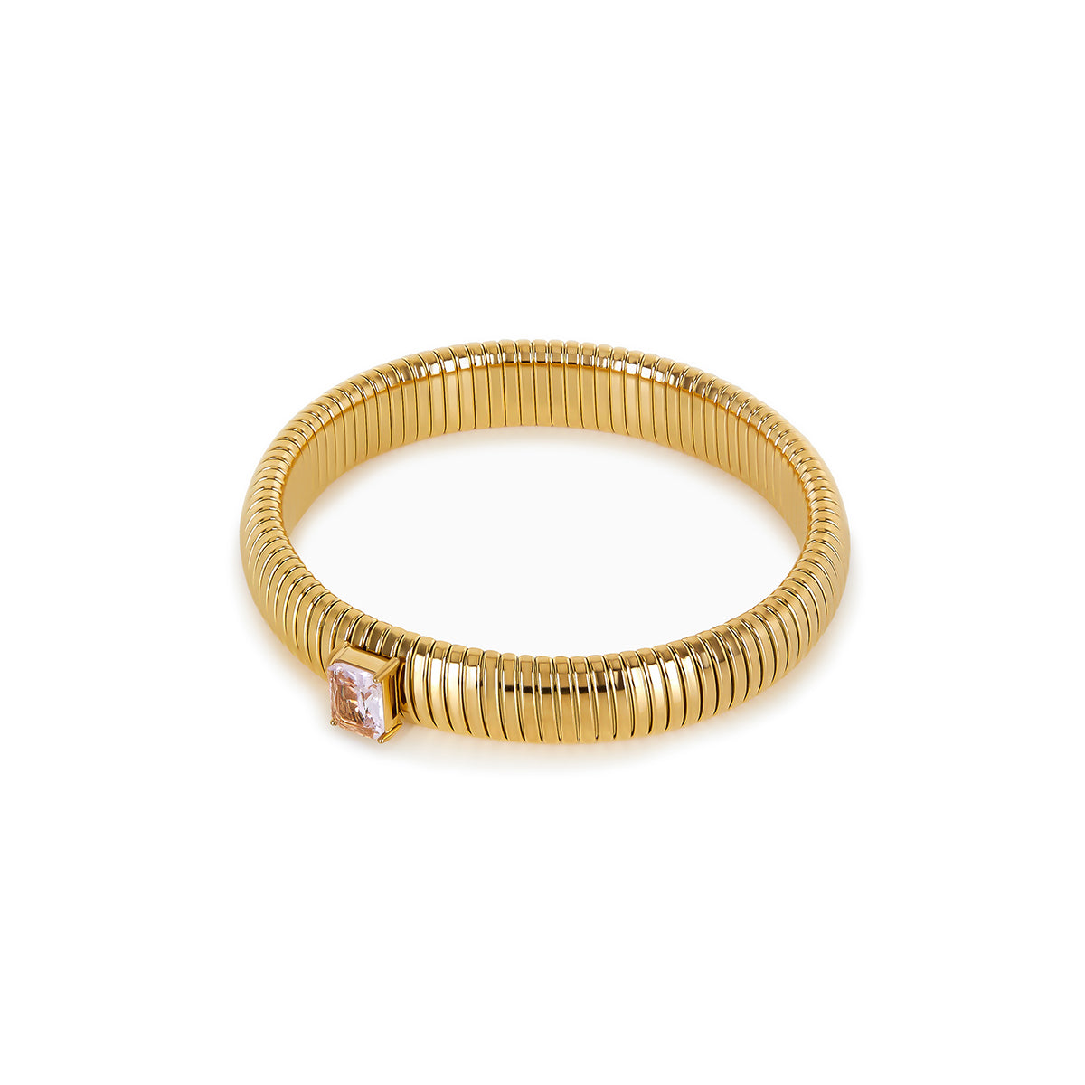 Bracelete Texturizado com Pedra Rose