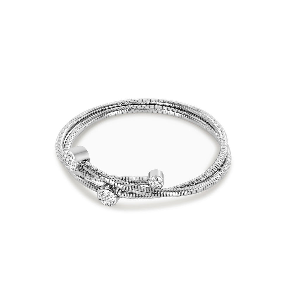 Bracelete Espiral com Pedras de Zircônia Prata