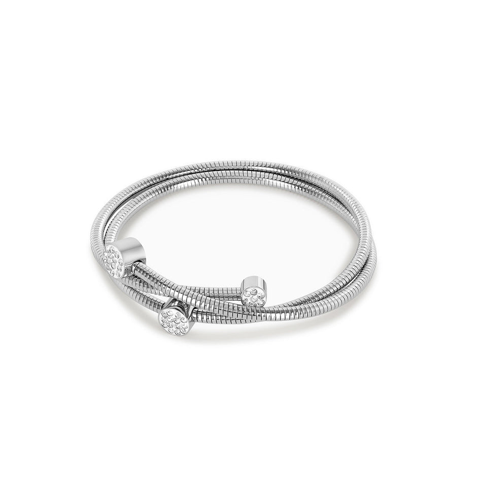 Bracelete Espiral com Pedras de Zircônia Prata
