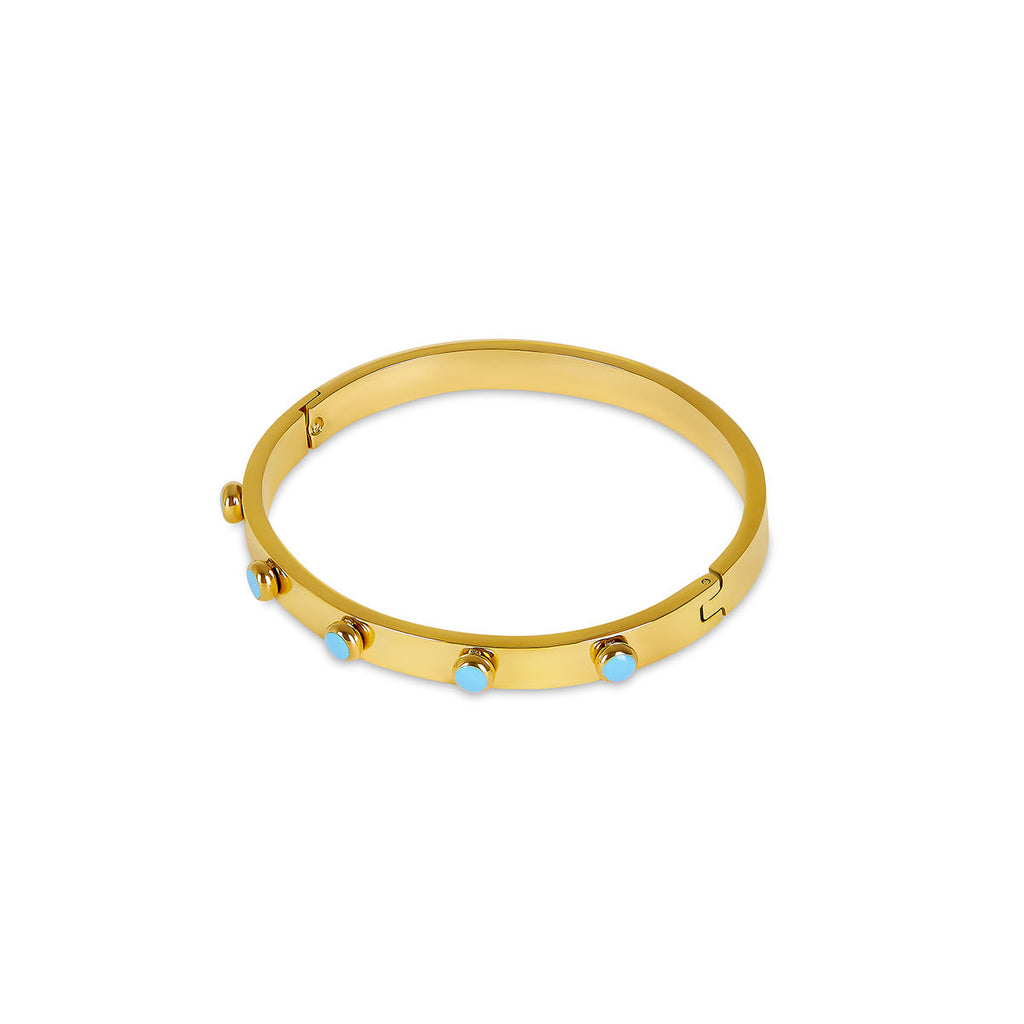 Bracelete de Pedras Azuis Banhado a Ouro 18k