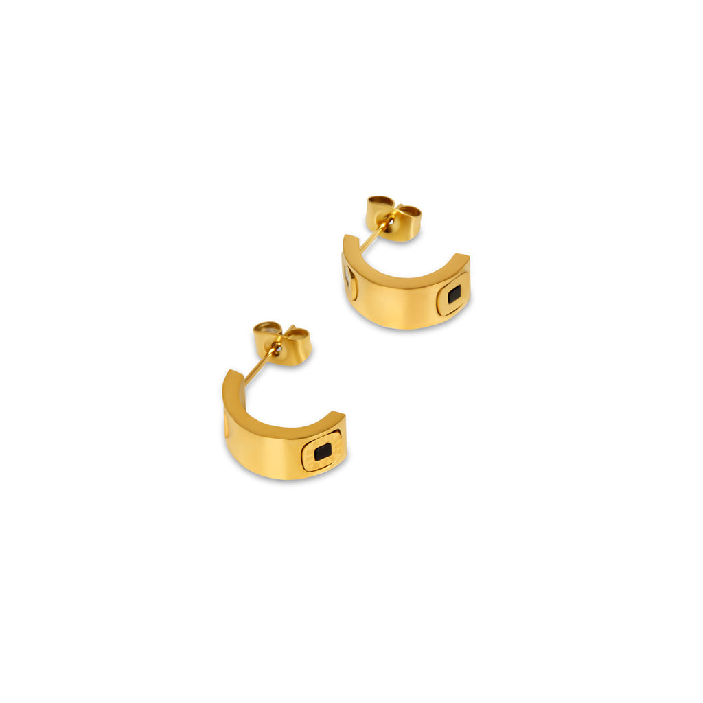 Brinco Quadrados Monocromáticos Banhado em Ouro 18K