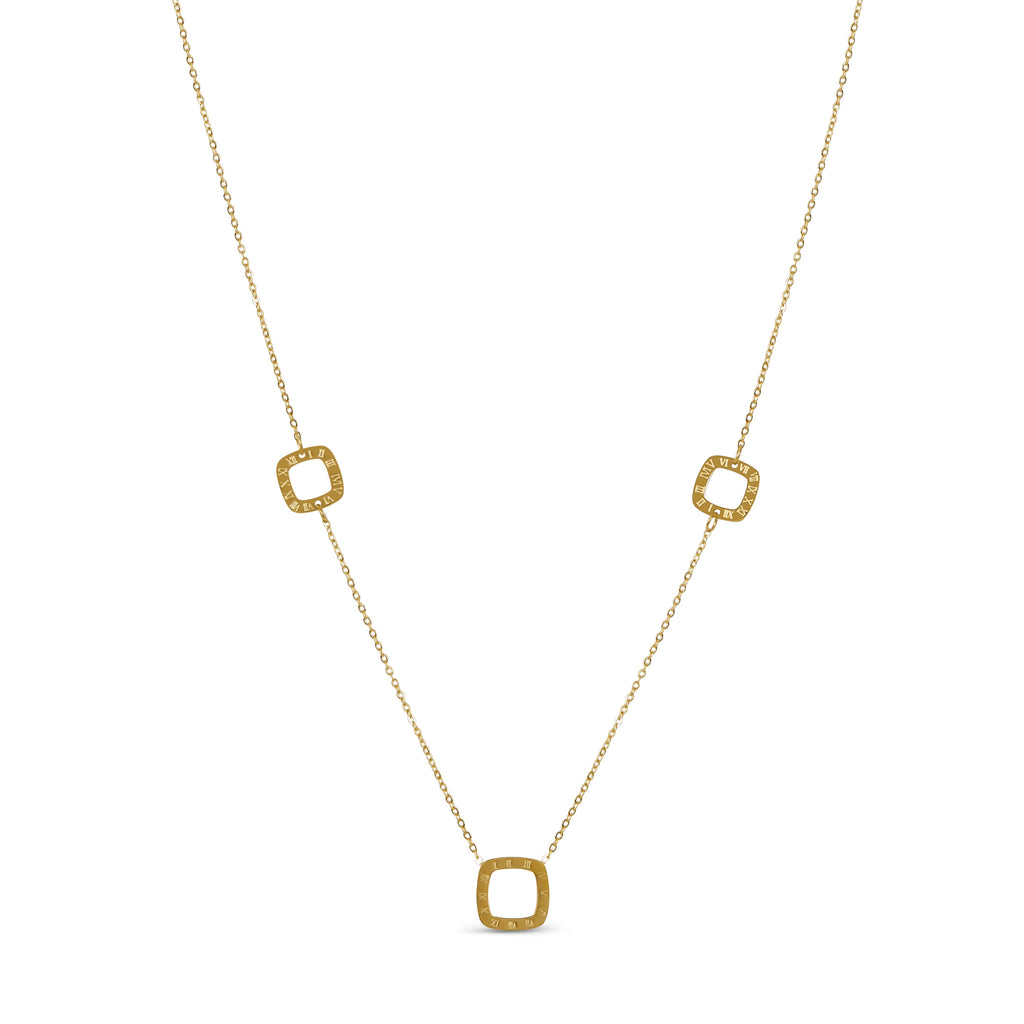 Colar com Pingentes Romanos Banhado a Ouro 18K