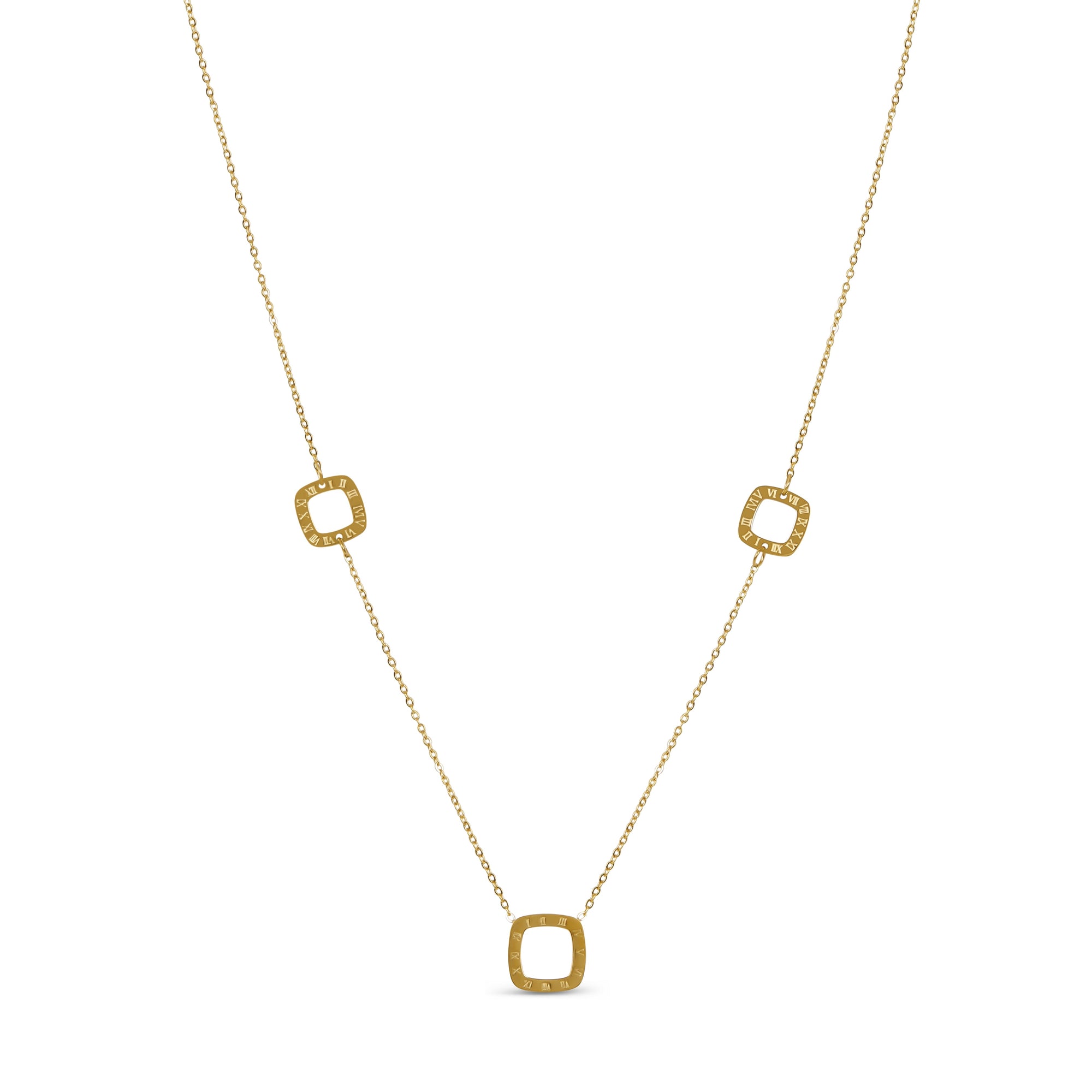 Colar com Pingentes Romanos Banhado a Ouro 18K