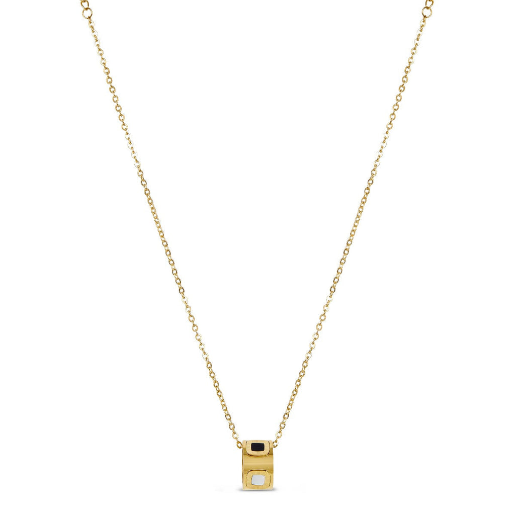 Colar de Pedra Monocrômico Banhado a Ouro 18K