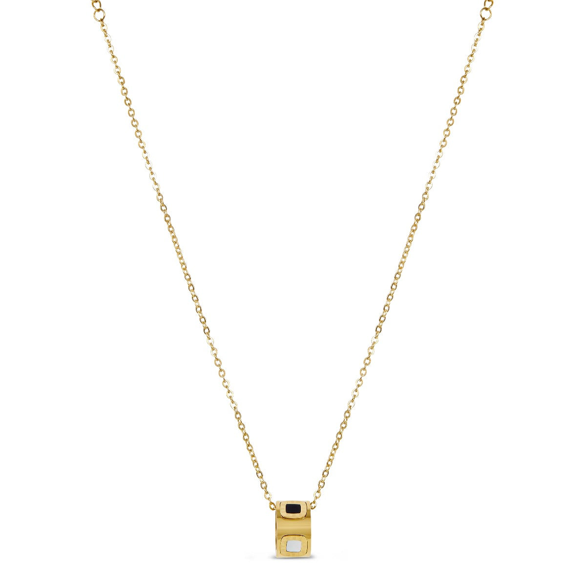 Colar de Pedra Monocrômico Banhado a Ouro 18K