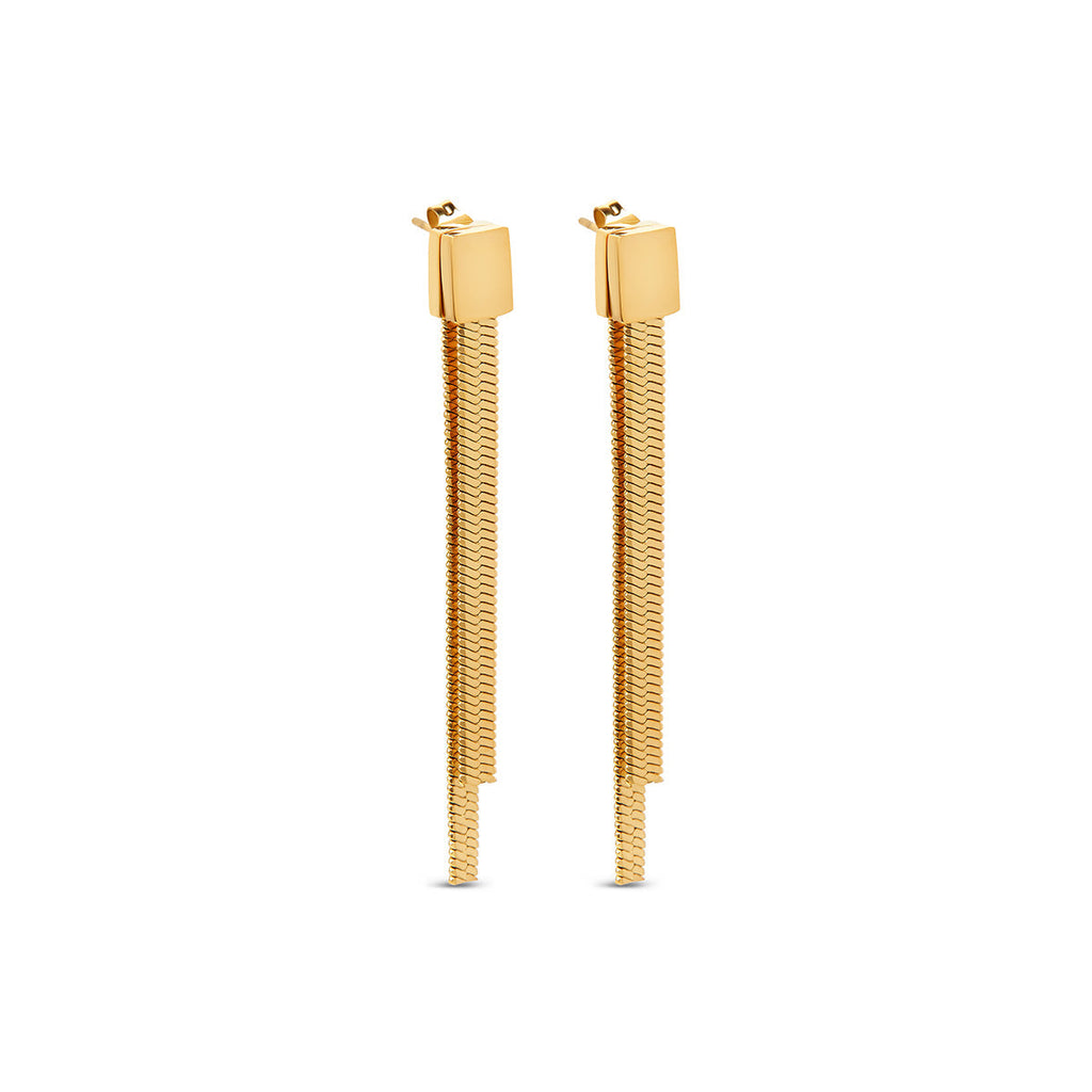 Brincos Longo Luxor Banhado a Ouro 18k