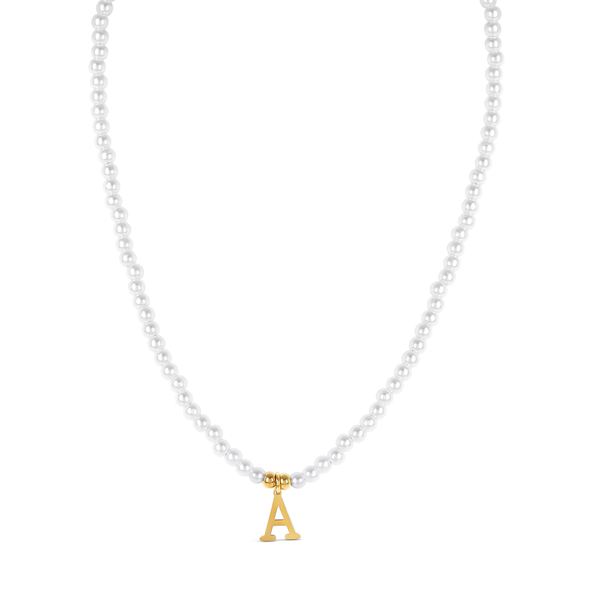 Colar de Inicial de Pérola Banhado a Ouro 18K