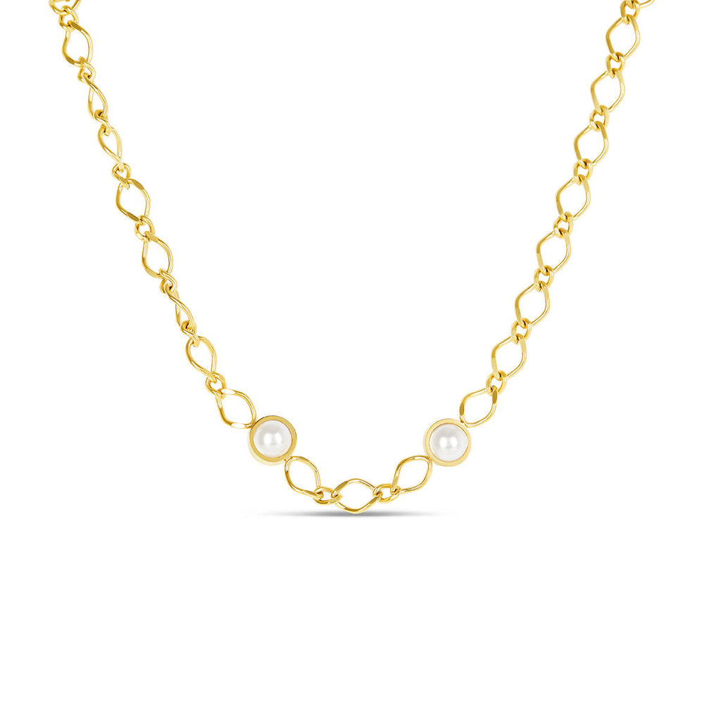 Colar de Pérola em Cadeias Banhado a Ouro 18K