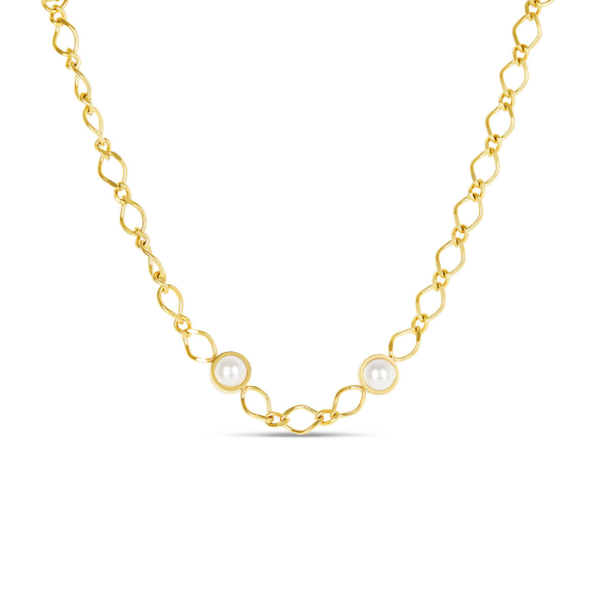 Colar de Pérola em Cadeias Banhado a Ouro 18K