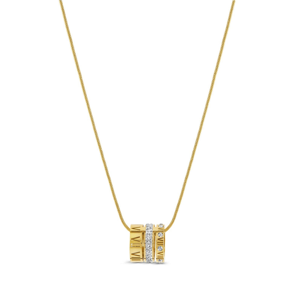 Colar de Três Anéis Empilhados Banhado a Ouro 18k