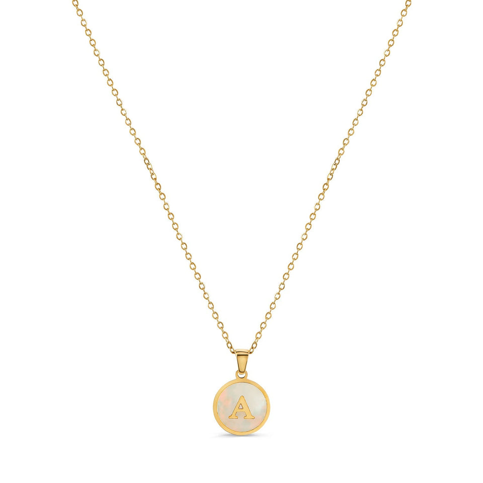 Colar de Inicial de Mármore Banhado Ouro 18K