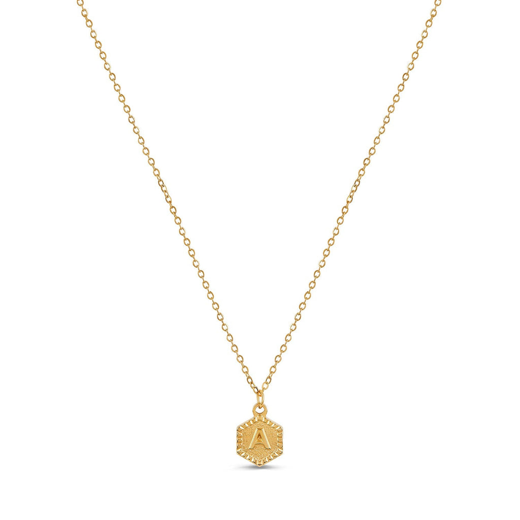 Colar Inicial Hexagonal Banhado a Ouro 18k