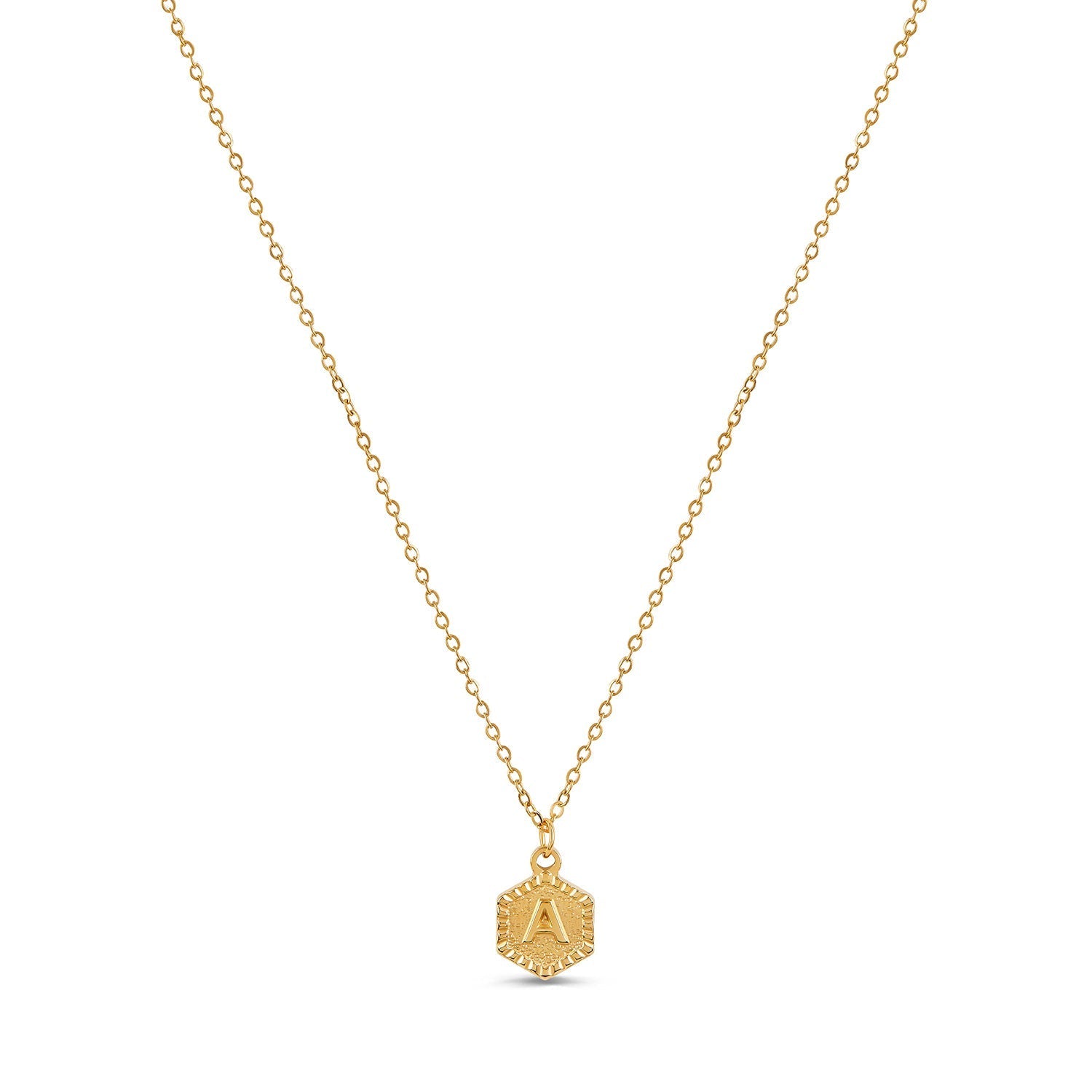 Colar Inicial Hexagonal Banhado a Ouro 18k