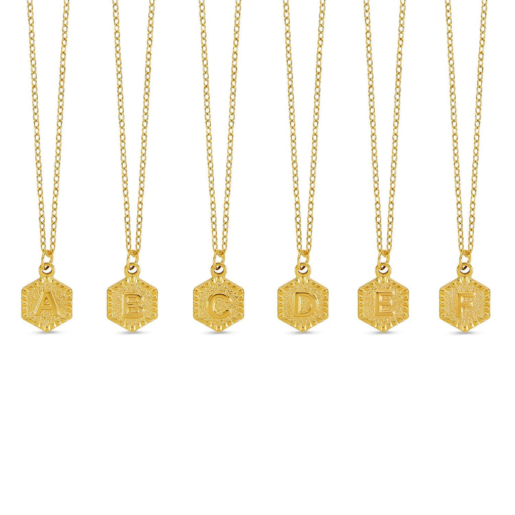 Colar Inicial Hexagonal Banhado a Ouro 18k