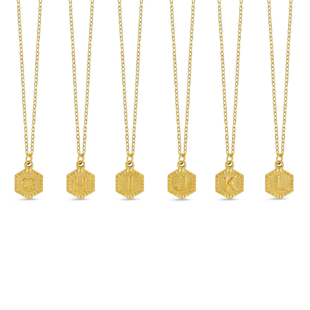 Colar Inicial Hexagonal Banhado a Ouro 18k