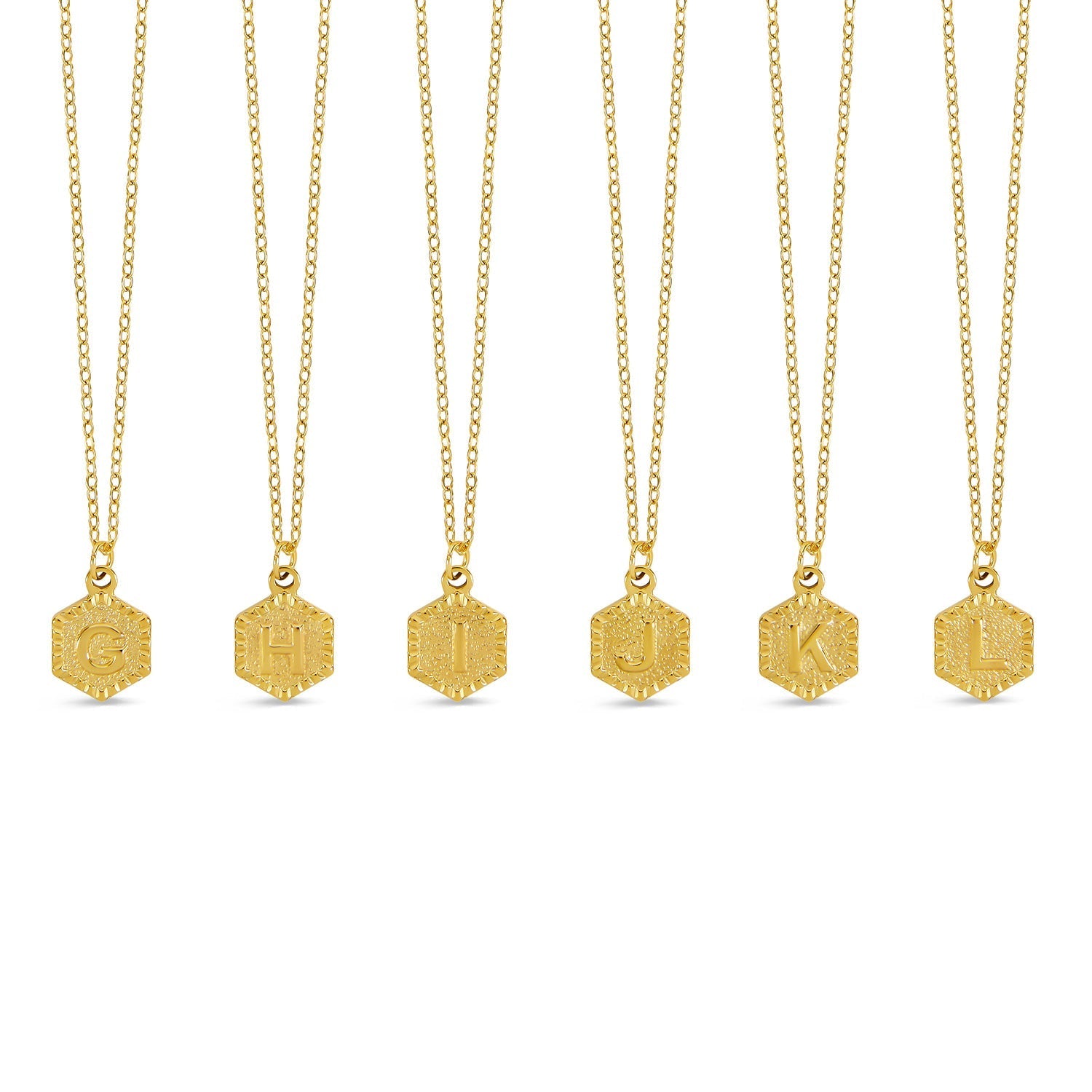 Colar Inicial Hexagonal Banhado a Ouro 18k