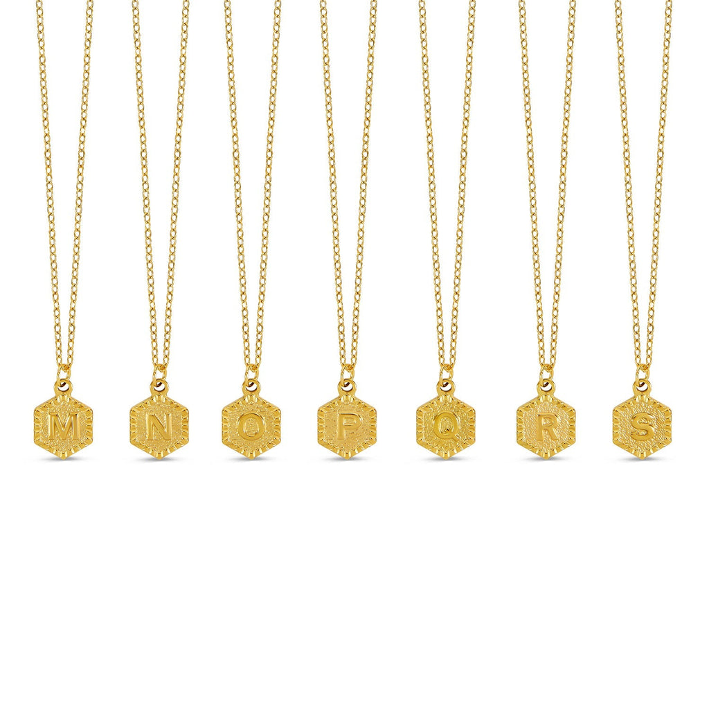 Colar Inicial Hexagonal Banhado a Ouro 18k