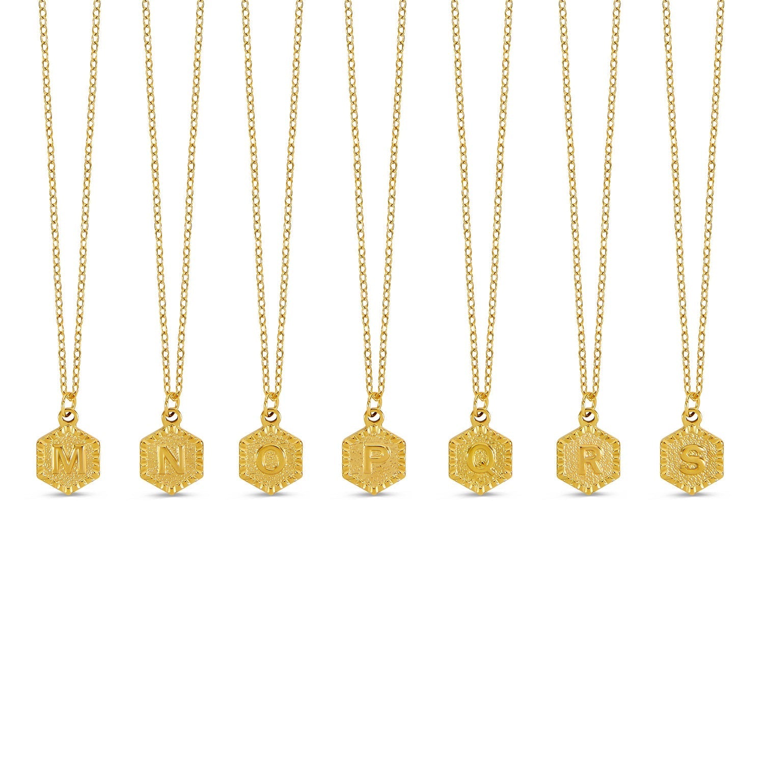 Colar Inicial Hexagonal Banhado a Ouro 18k