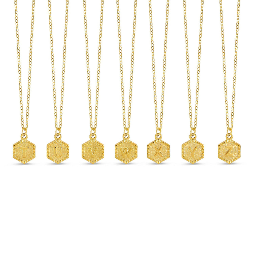 Colar Inicial Hexagonal Banhado a Ouro 18k