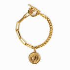 Pulseira Moeda Cent EUA Banhado a Ouro 18K