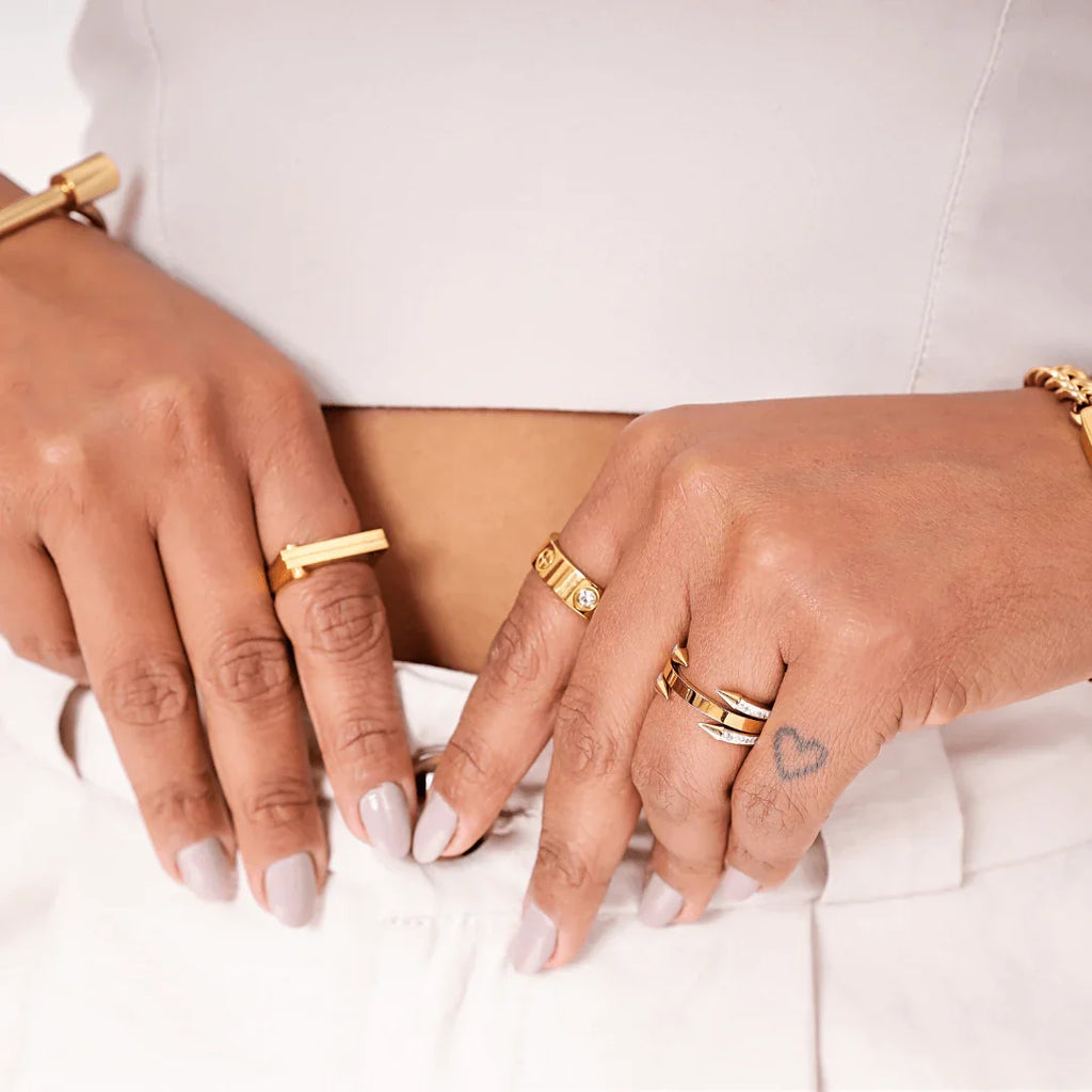 Anel 4 Pontas Banhado Ouro 18k