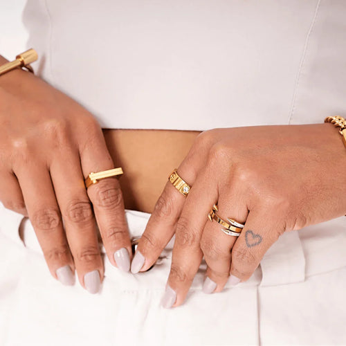 Anel 4 Pontas Banhado Ouro 18k