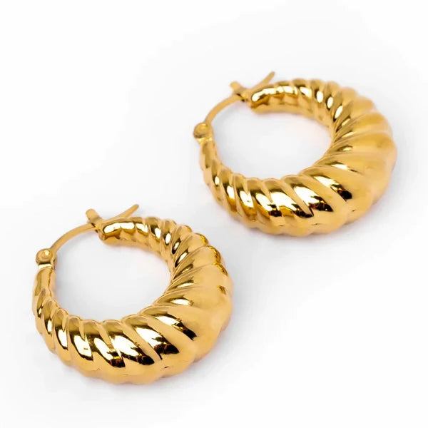 Brinco Argola Texturizada Banhado a Ouro 18k