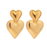 Brinco Duplo Coração Dourado