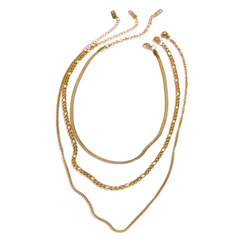 Colar Fayra Triplo Banhado a Ouro 18K