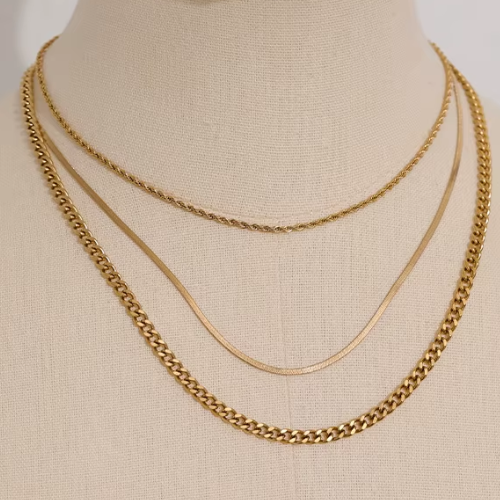 Colar Fayra Triplo Banhado a Ouro 18K
